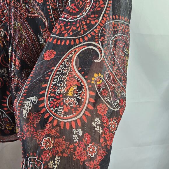 Daniel Rainn Chiffon Paisley Smocked Blouse Size Small NWT - Picture 6 of 10